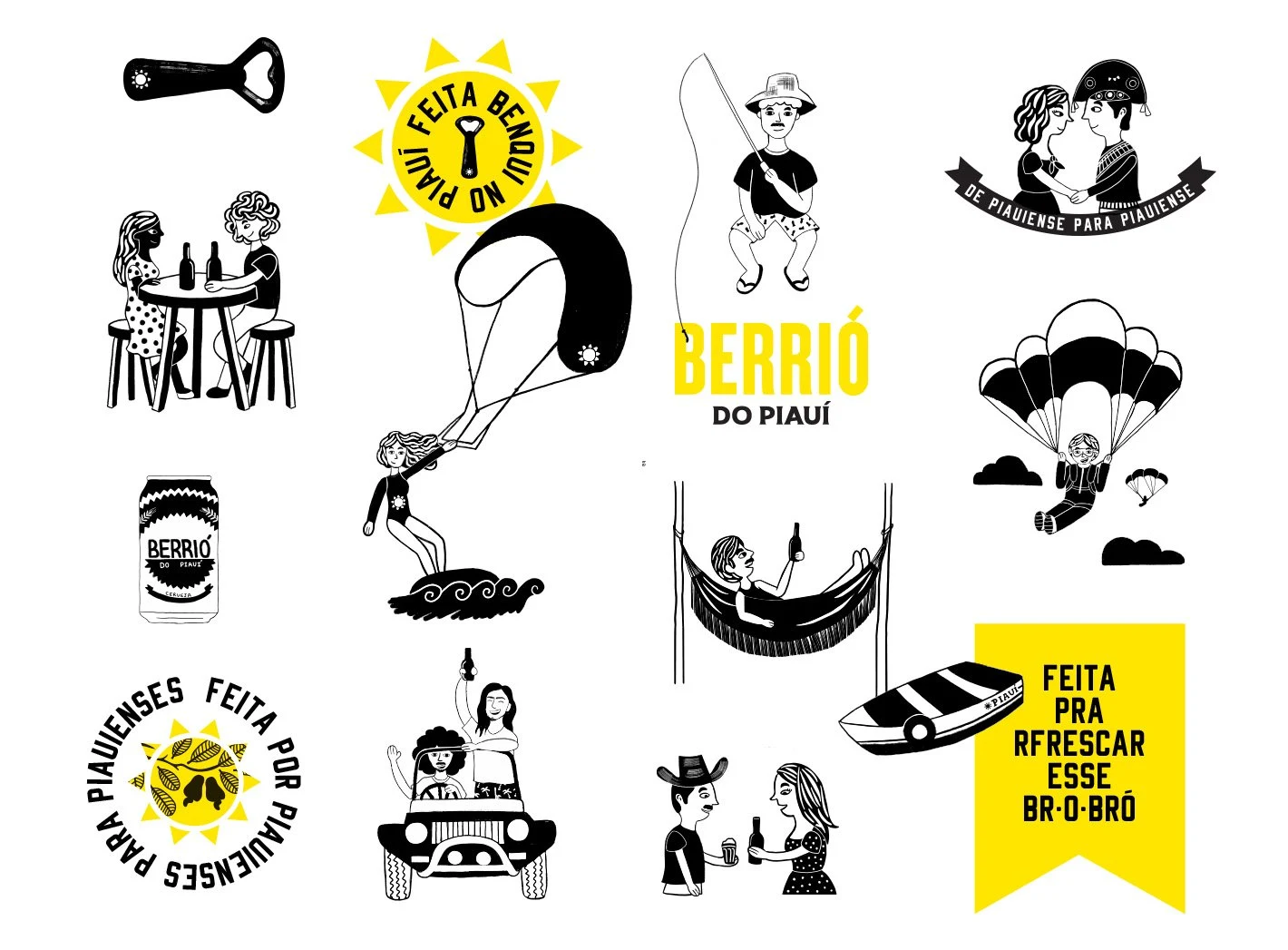 Repertório de ilustrações da marca Berrió
